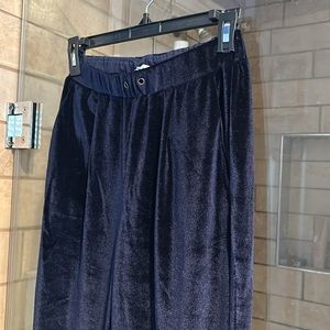 English factory navy blue velvet joggers